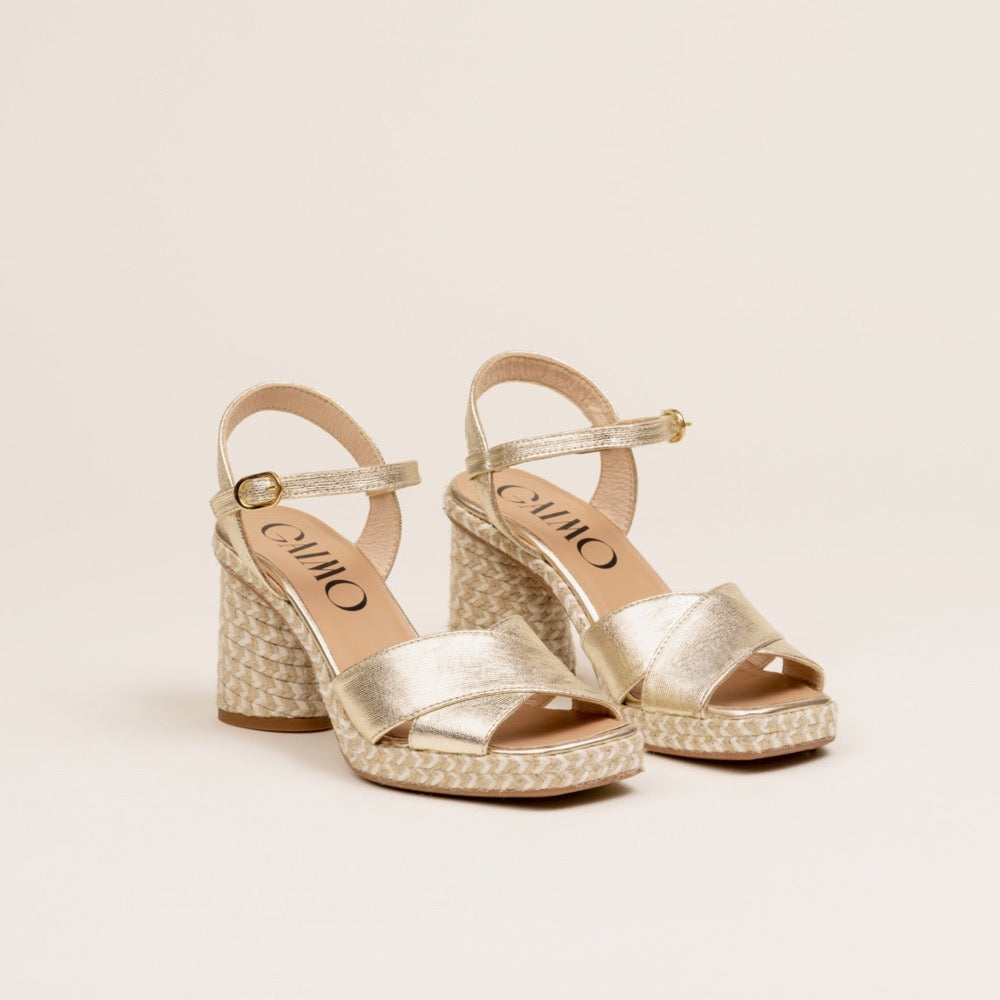 Cordelia gold heel espadrilles