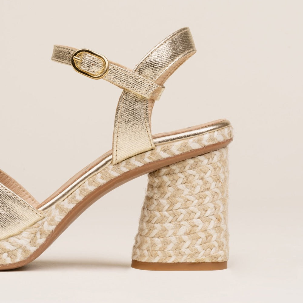 Cordelia gold heel espadrilles