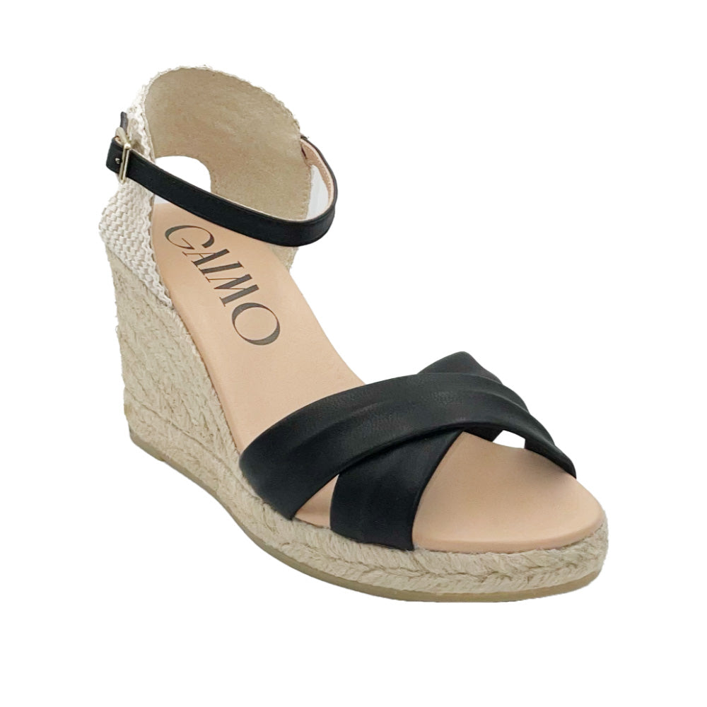 GARRY Black leather espadrilles