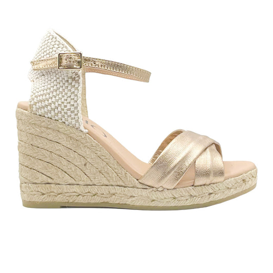 GARRY Rose Gold leather espadrilles - Badt and Co