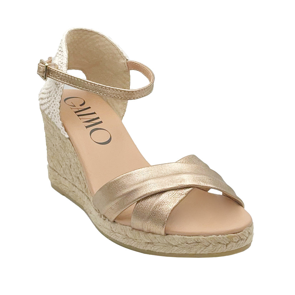 GARRY Rose Gold leather espadrilles - Badt and Co