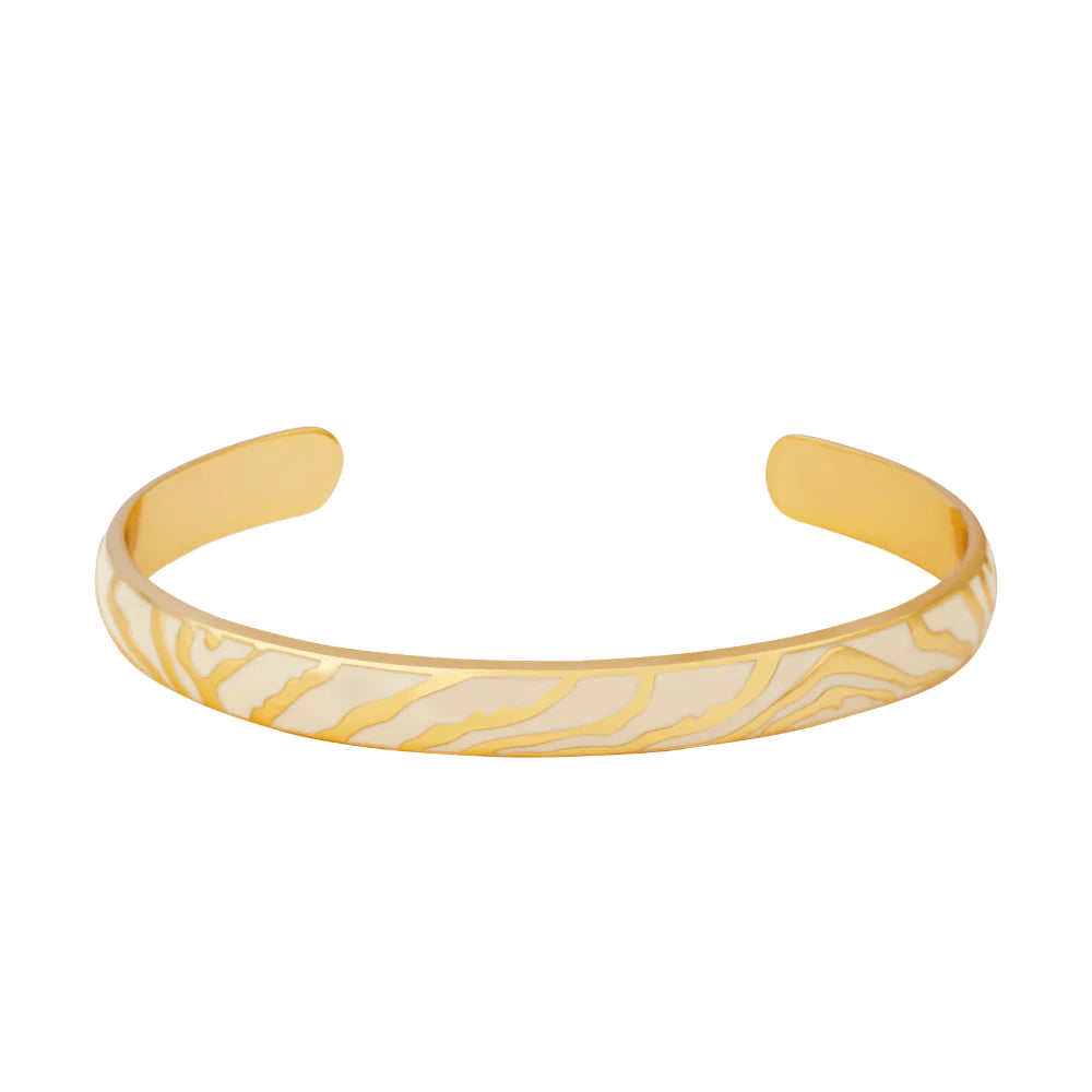 BANGLE UP - ZEBRA textured cuff - white