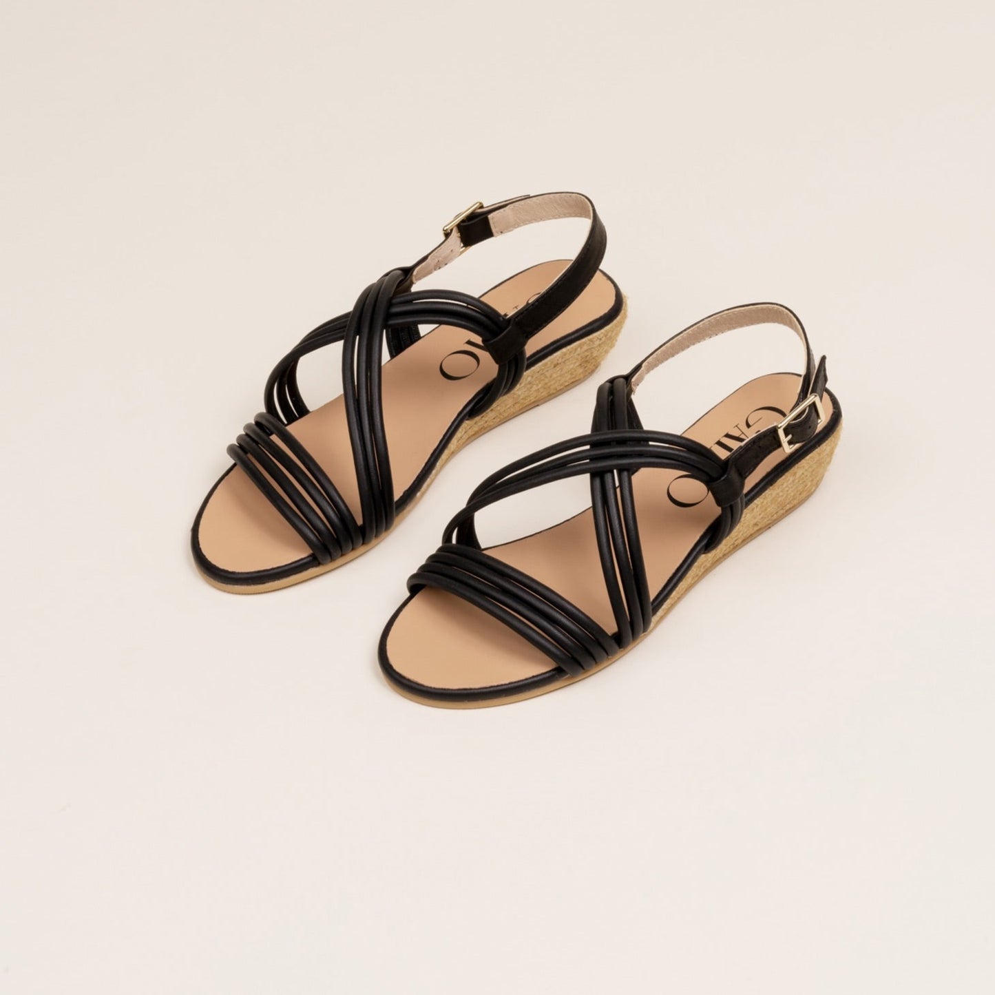 black straps sandals handmade espadrilles in jute and leather