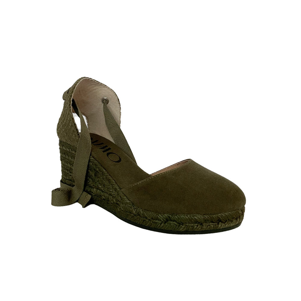 COLIN Green Colour Block wedges espadrilles