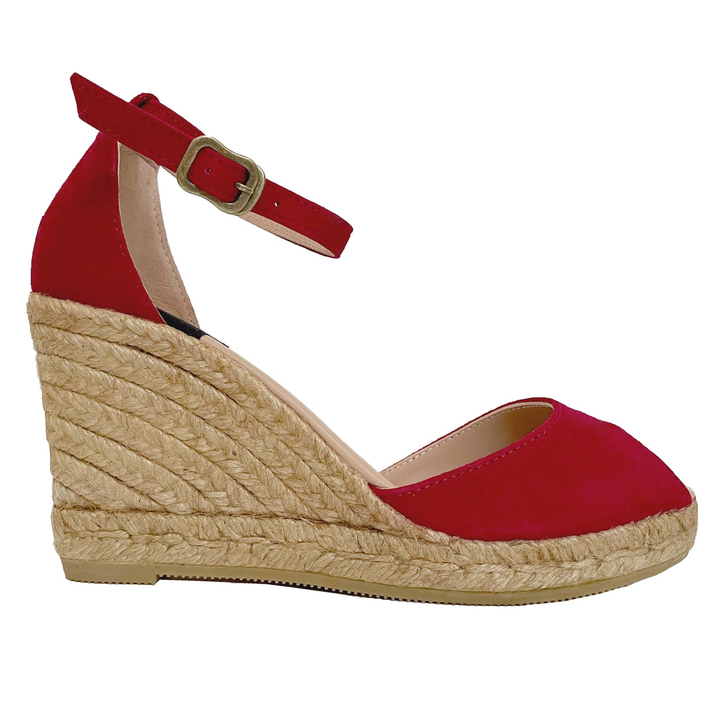 red espadrilles wedges handmade in spain