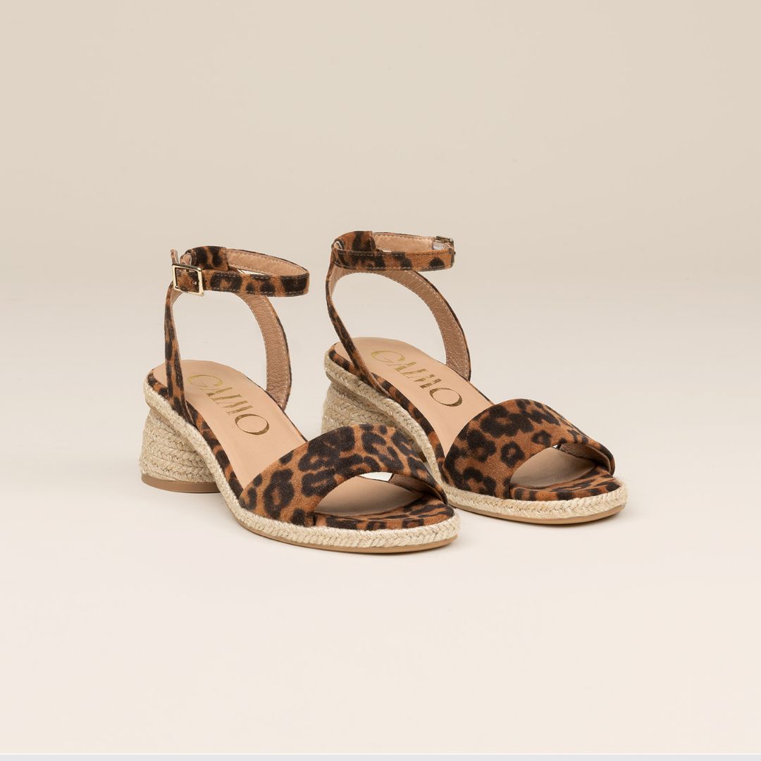 Evony Leopard mid-heel suede espadrilles