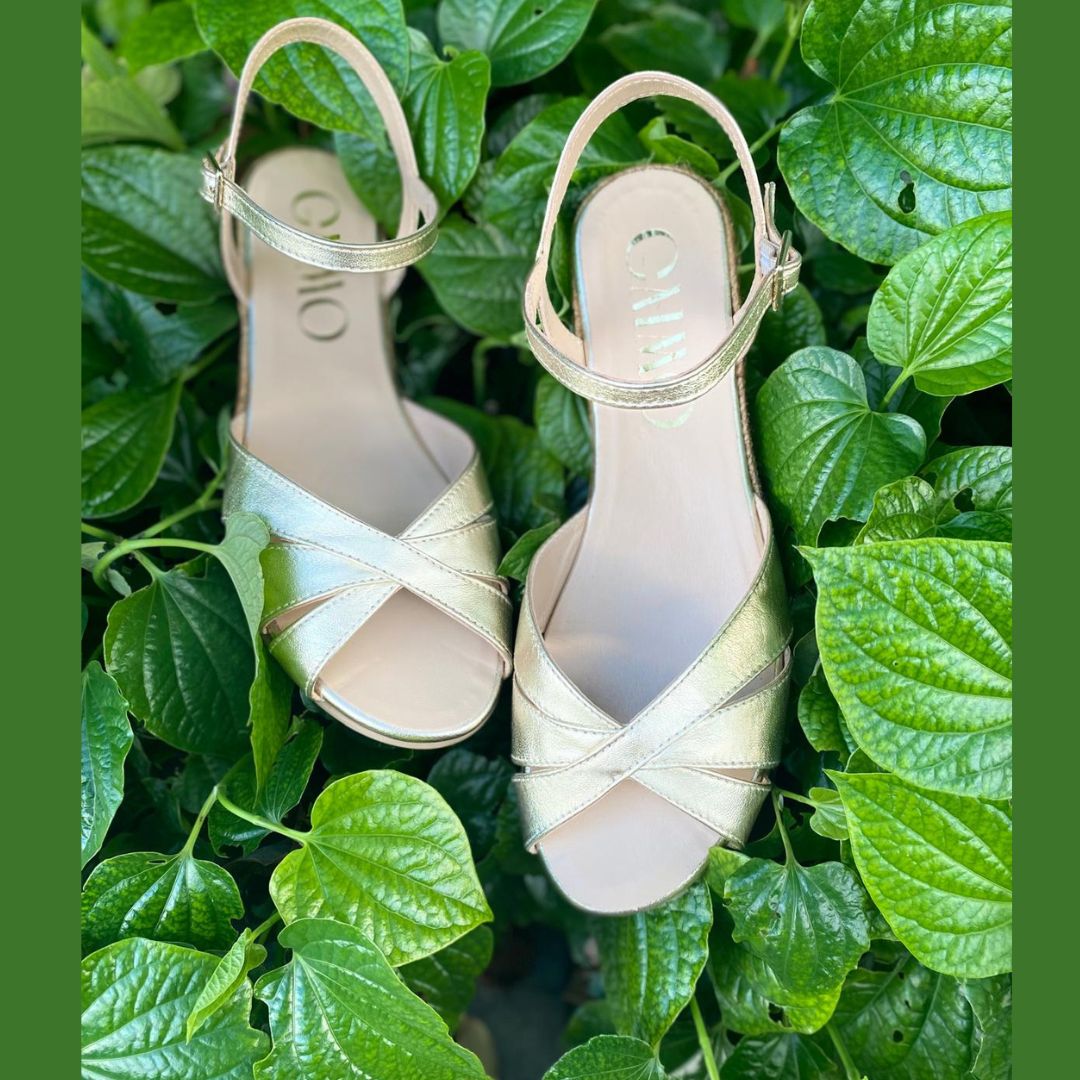 VANESSA Gold sandal espadrilles