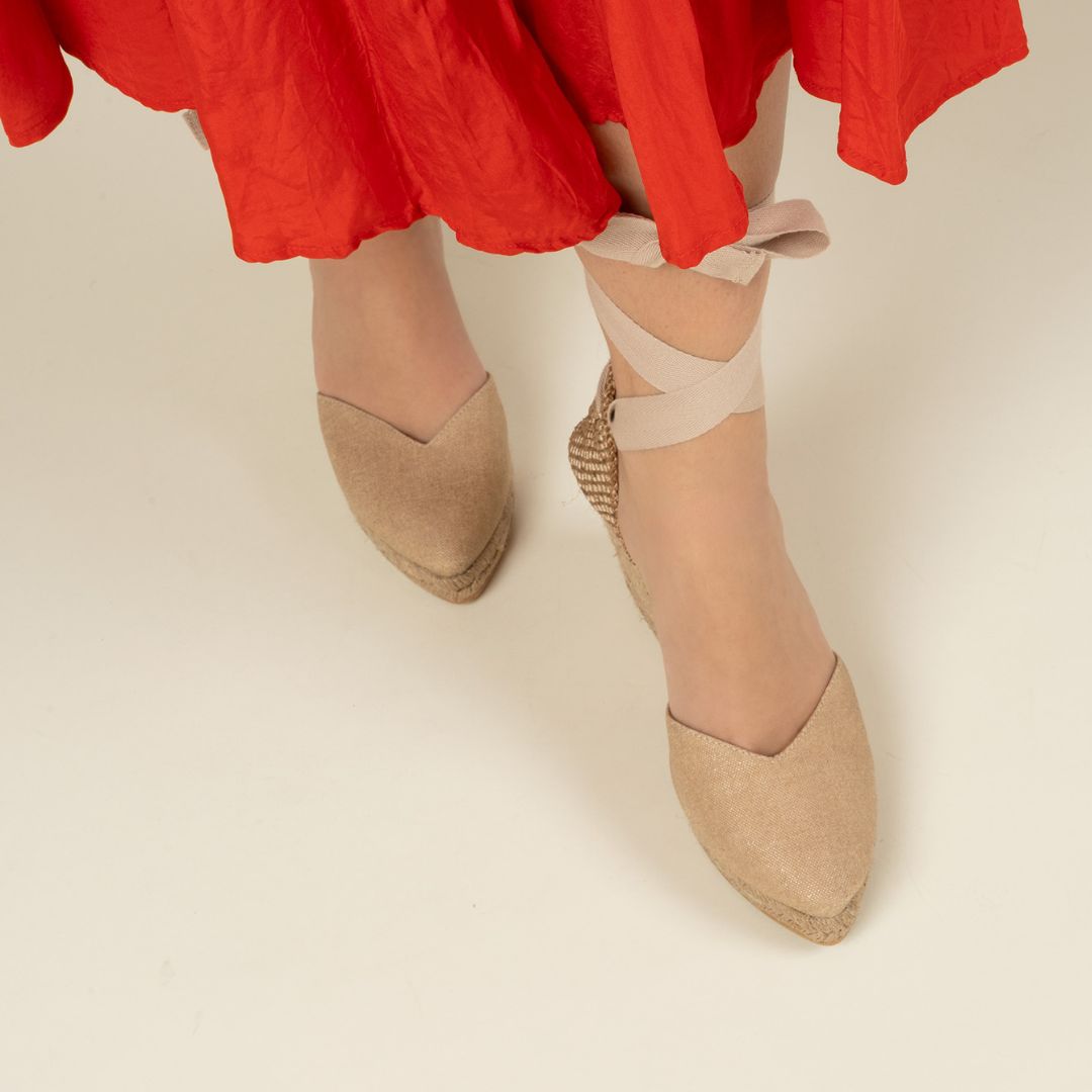NARA Gold Nude espadrilles - Badt and Co