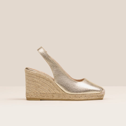 gold wedges handmade espadrilles in metallic leather and jute shoes espadrilles Singapore