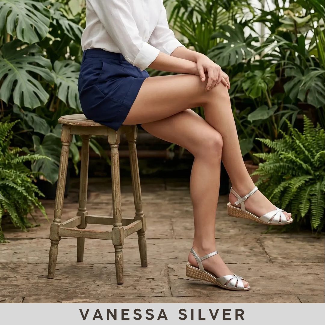 VANESSA Silver sandal espadrilles - Badt and Co