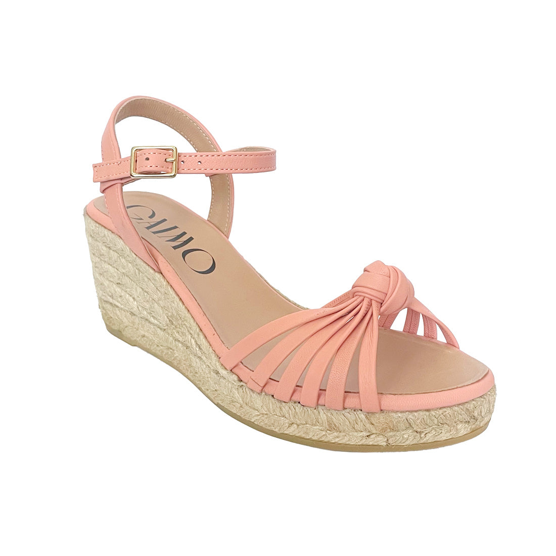 Pink salmon espadrilles wedges sandals  handcrafted comfortable shoes in leather