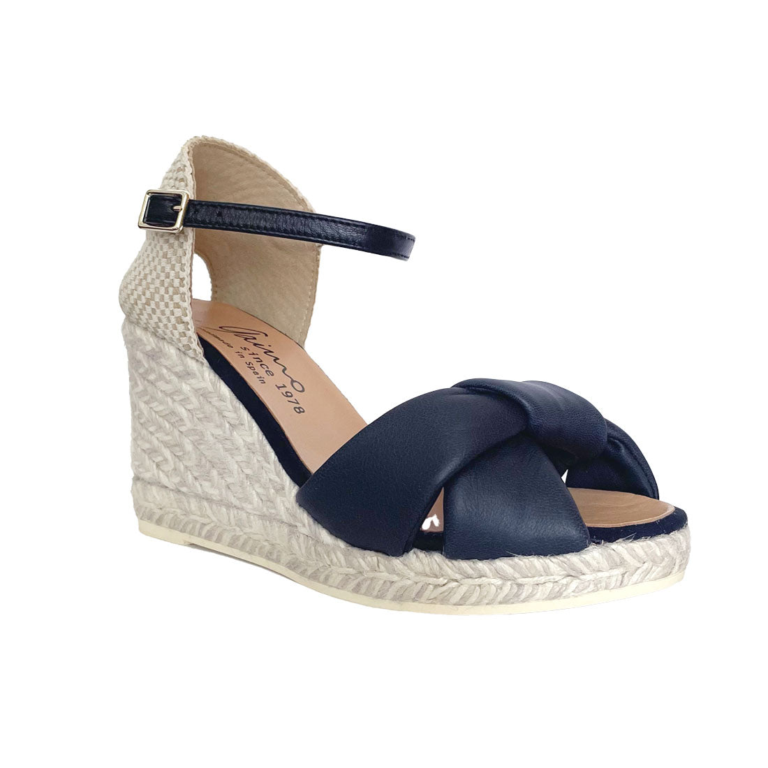 comfortable heels for day and night espadrilles shoes in navy blue colour