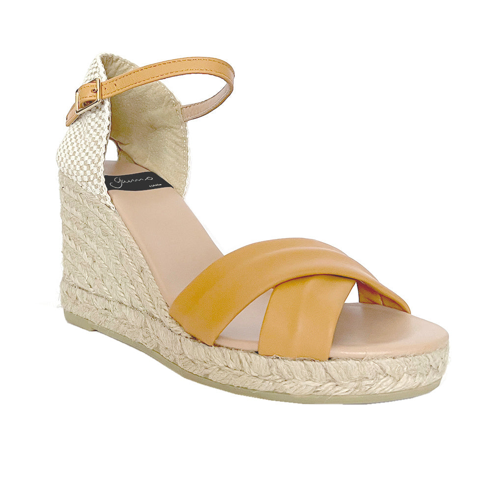 GARRY Leather Mustard espadrilles - Badt and Co