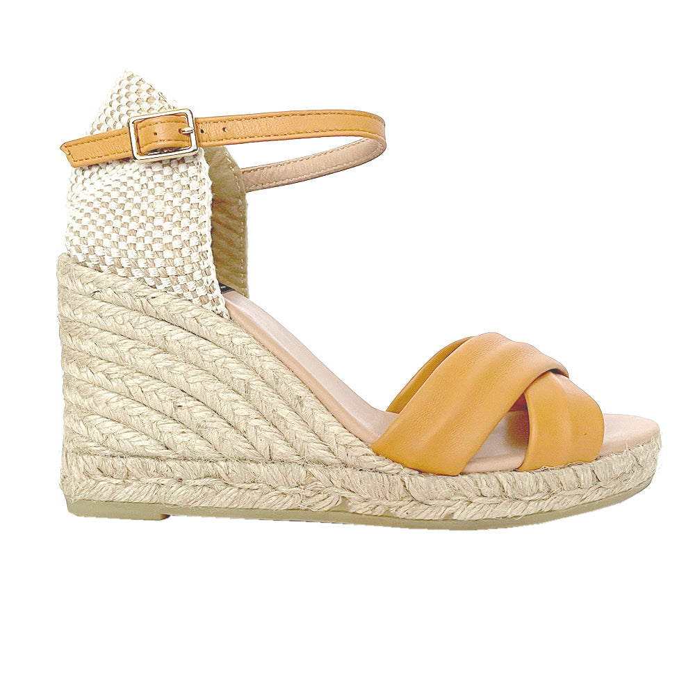 GARRY Leather Mustard espadrilles - Badt and Co