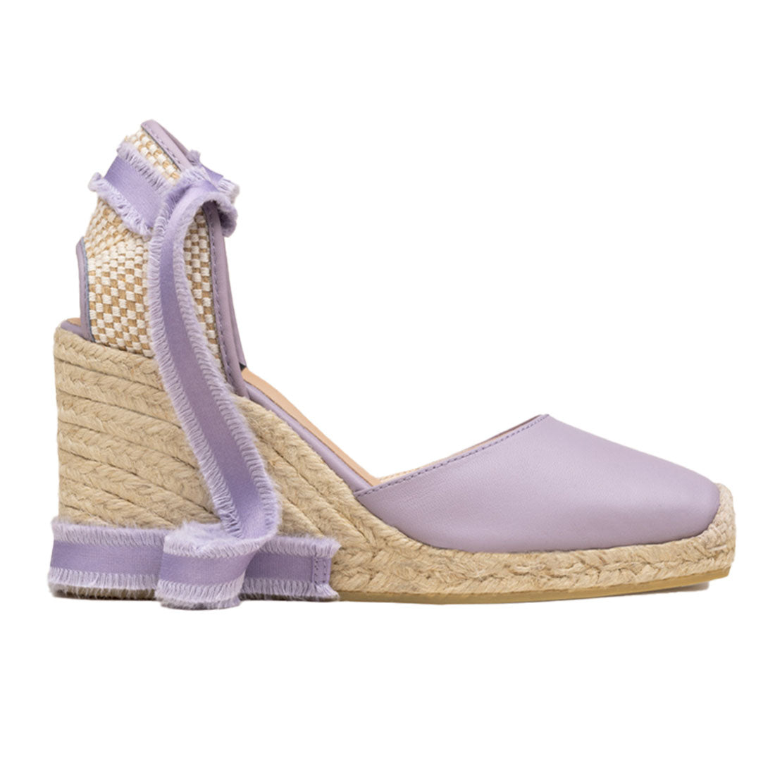 GEMI Lilac Leather wedges espadrilles - Badt and Co